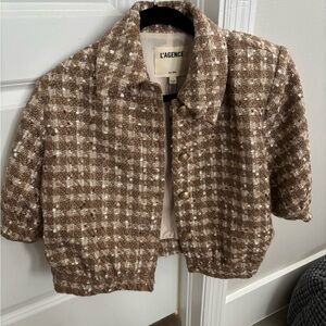 L'AGENCE Cream and Black Lined Jacket